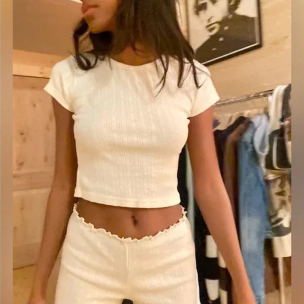 Brandy Melville Cream eyelet top